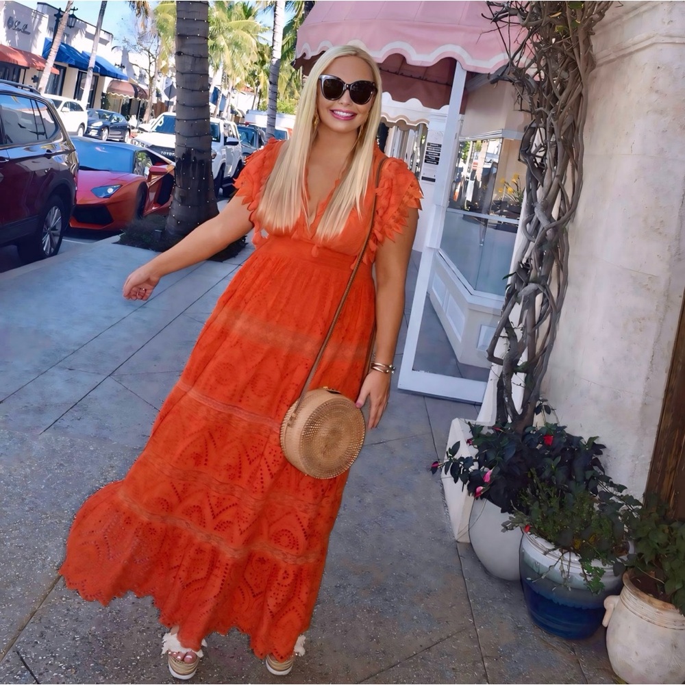Place Nationale Orange Maxi Dress